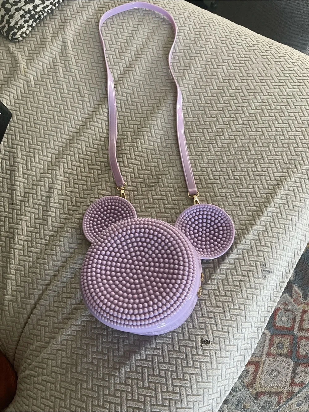 Kids Lilac Beaded Mouse Crossbody Bag